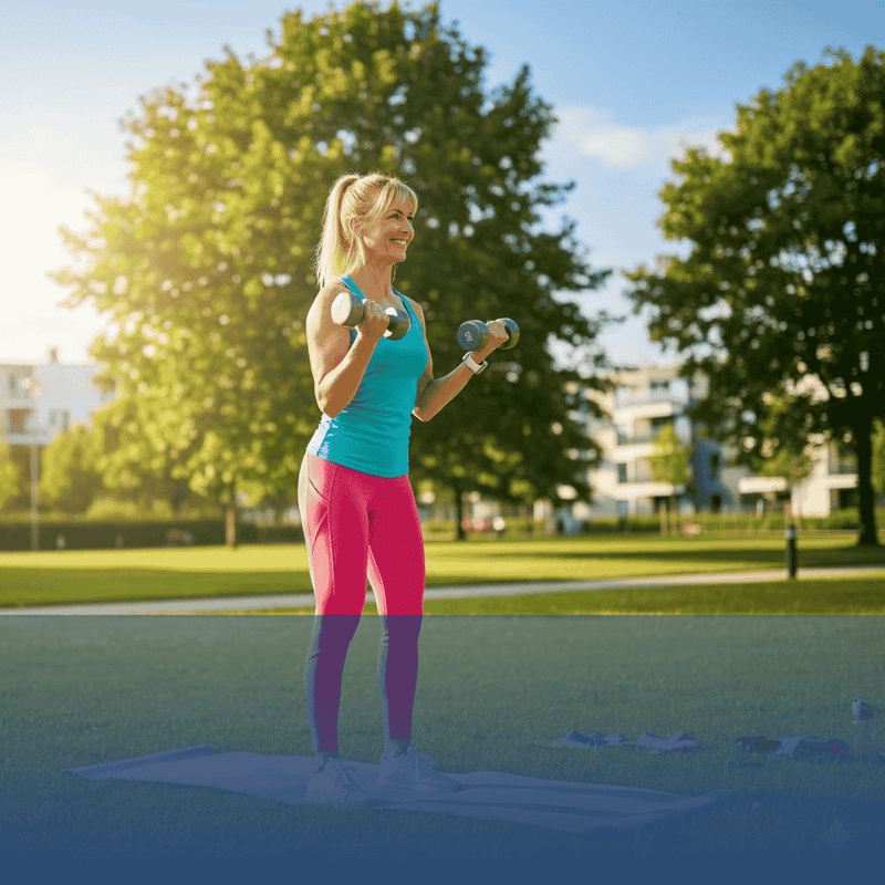 Woman exercising with dumbbells 